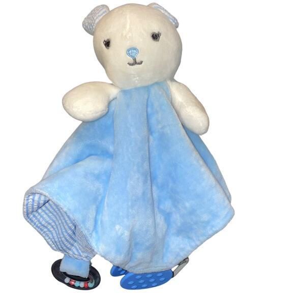 Modern Baby Lovey Bunny Rabbit Security Snuggle Blanket Rattle Shower Gift 12" - Picture 2 of 13